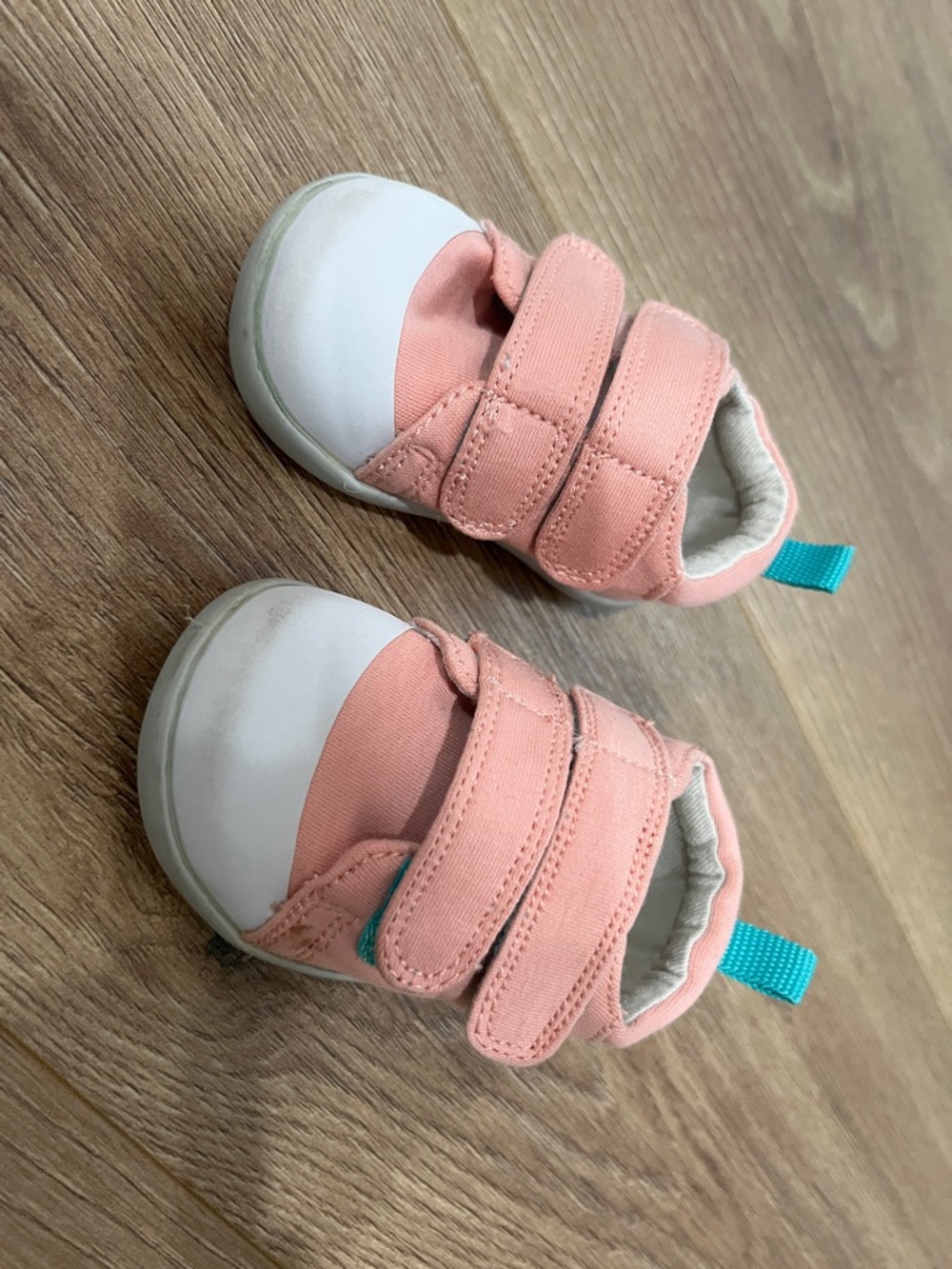 Toddler Pink Canvas Velcro Shoes with White Toe